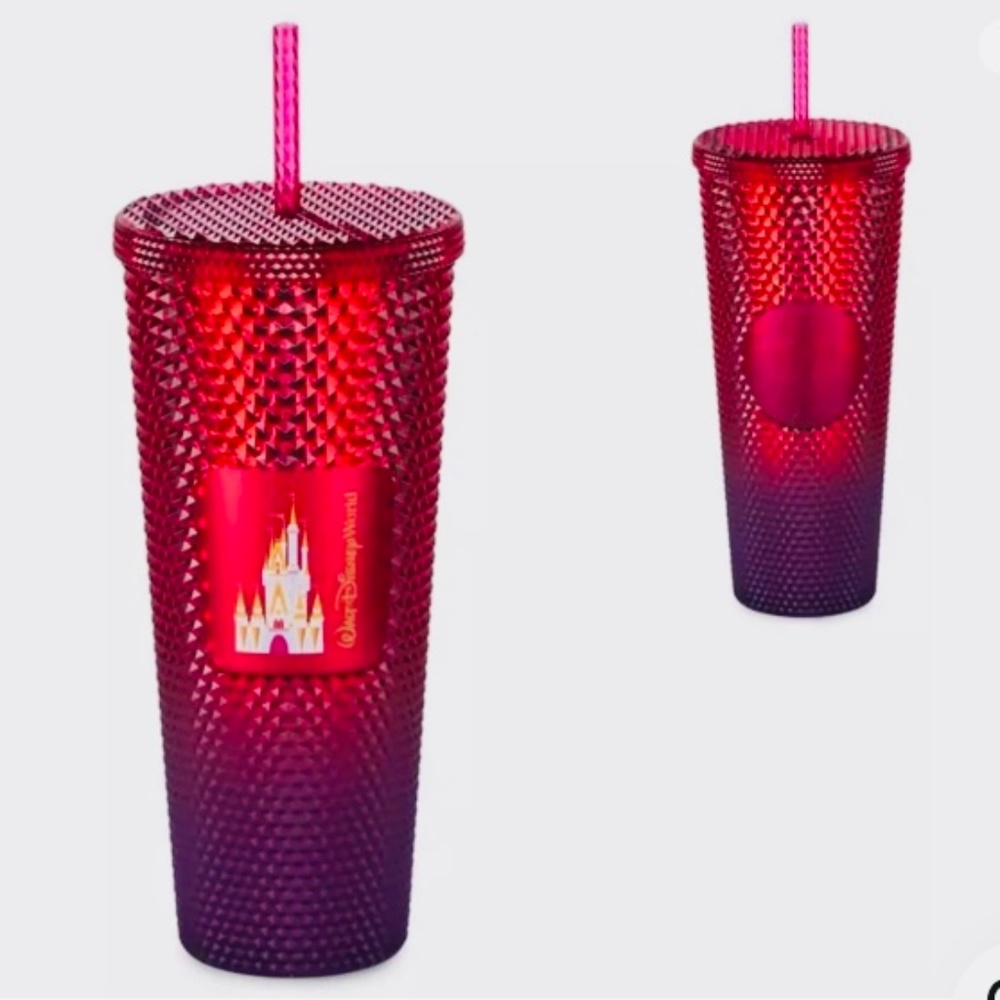 NEW Disney World Parks Cinderella Castle Red Starbucks Studded Tumbler Venti Cup